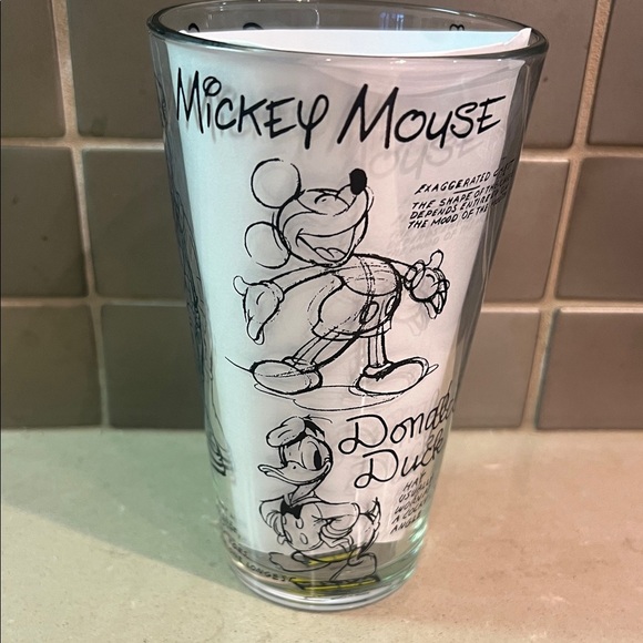 Disney Other - Disney Sketch-Style Mickey & Donald Glass Tumbler — White and Black